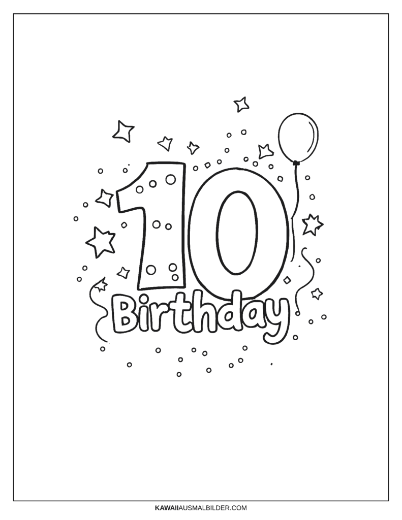 10 geburtstag ausmalbild