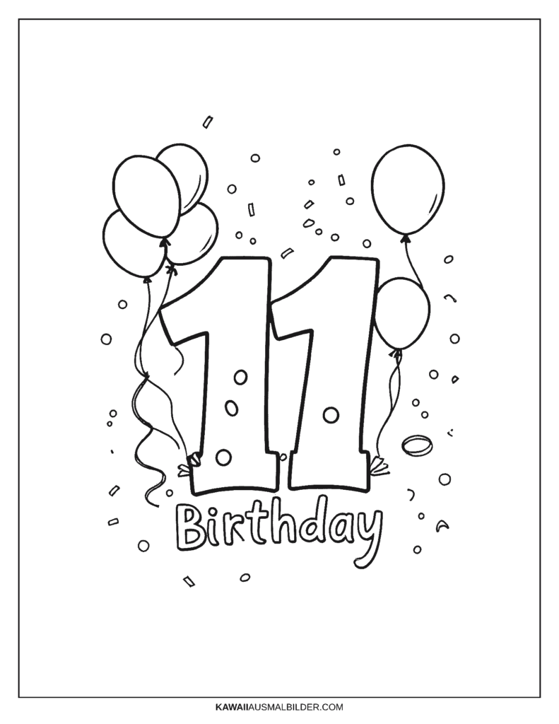 11 geburtstag ausmalbild