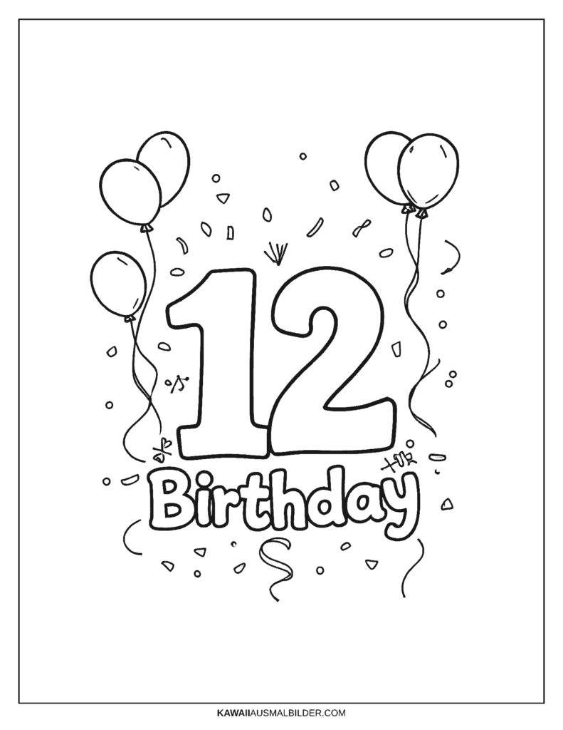 12 geburtstag ausmalbild