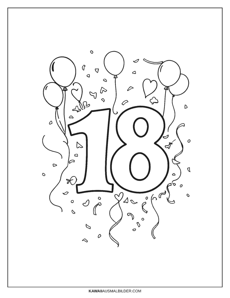 18 geburtstag ausmalbild