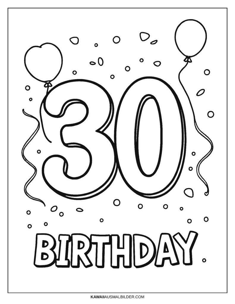 30 geburtstag ausmalbild