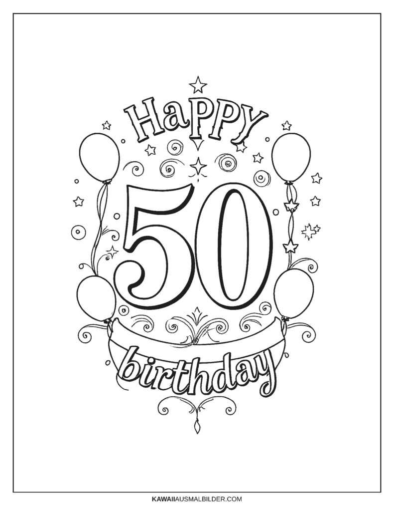 50 geburtstag ausmalbild