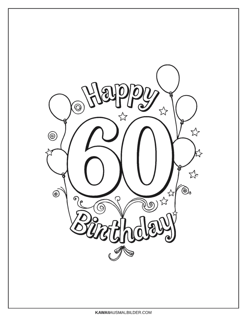 60 geburtstag ausmalbild