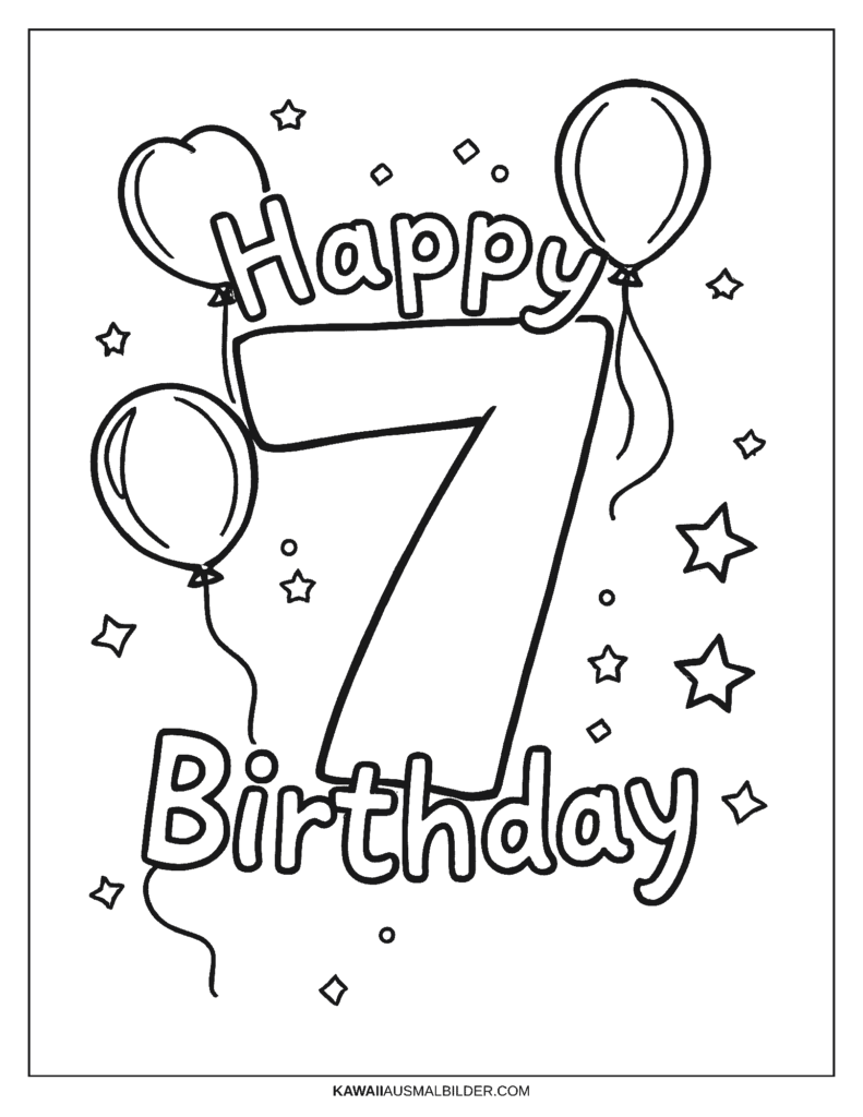 7 jahre geburtstag  ausmalbild