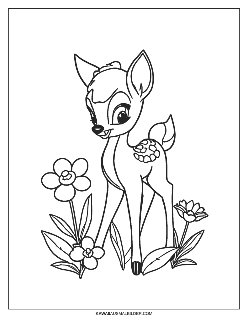 Bambi Blumen Ausmalbild