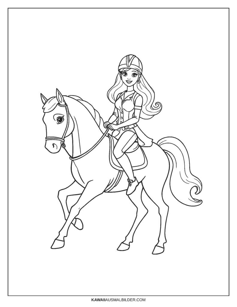 Barbie Reiten Malvorlage