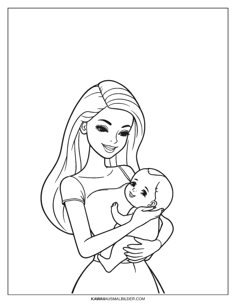 Barbie und Baby ausmalbild