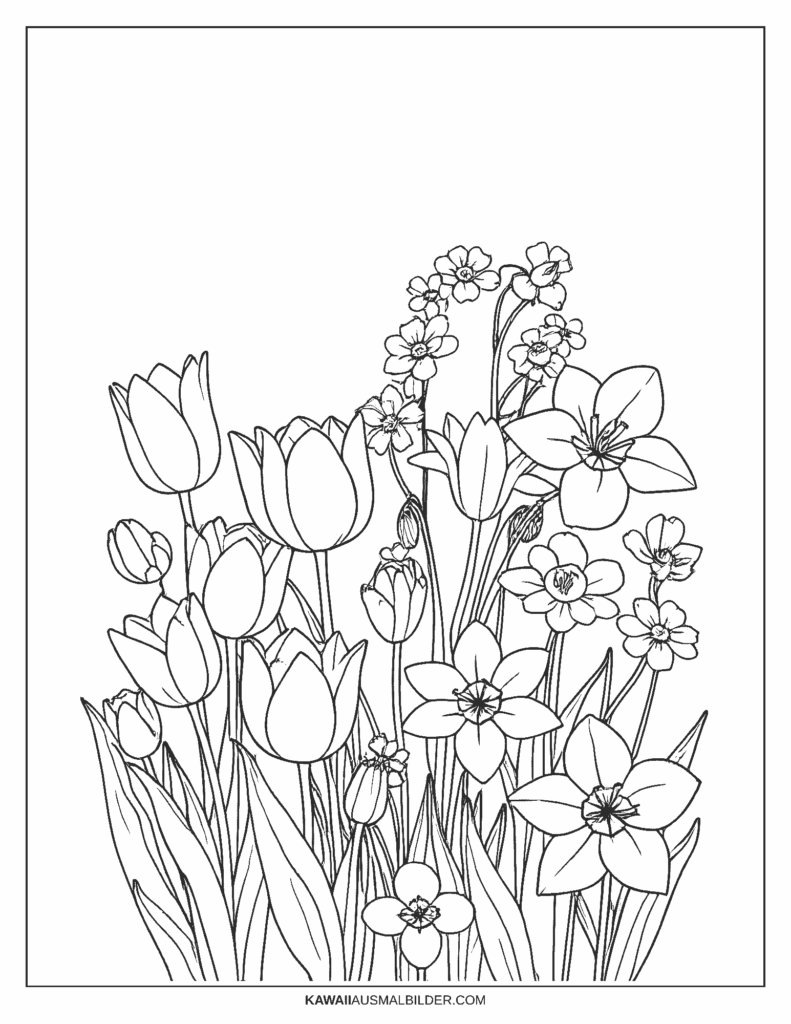 Frühlingsblumen Ausmalbild