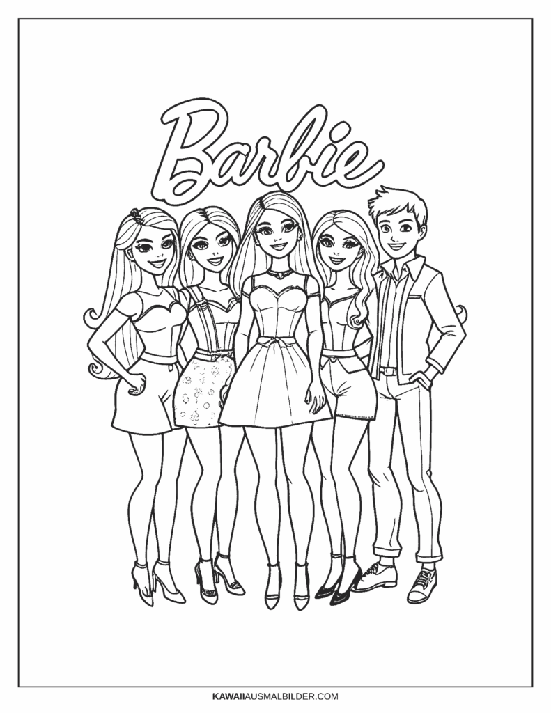 ausmalbild barbie freundinnen