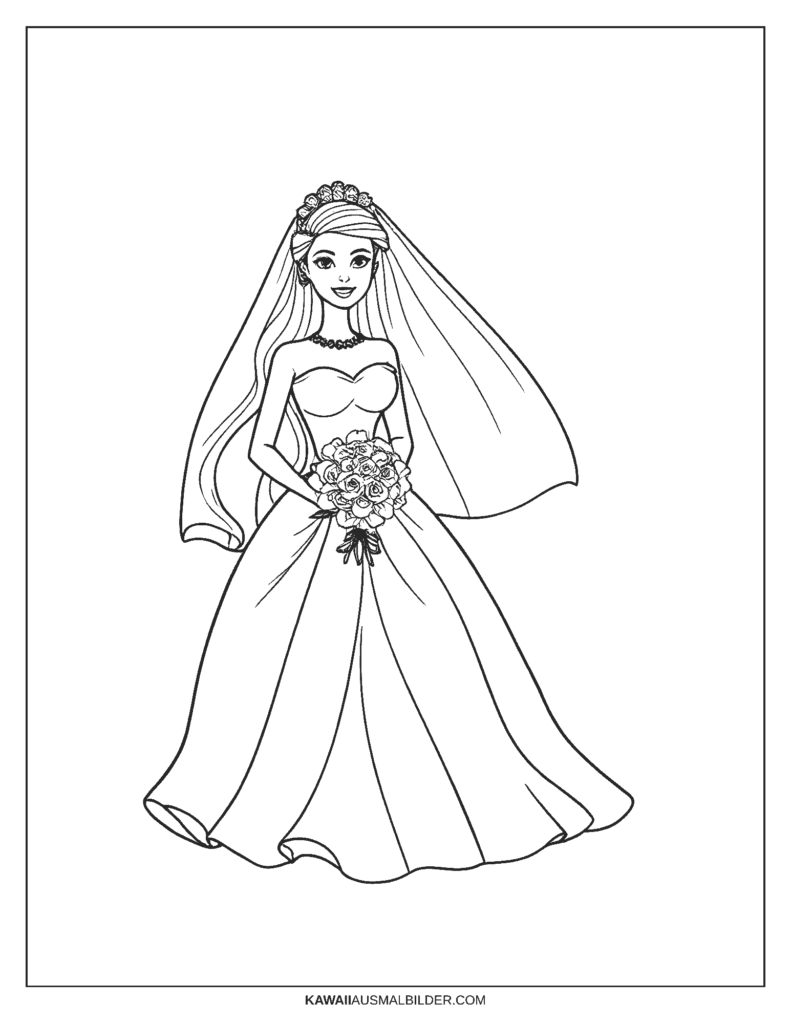 ausmalbild barbie hochzeit