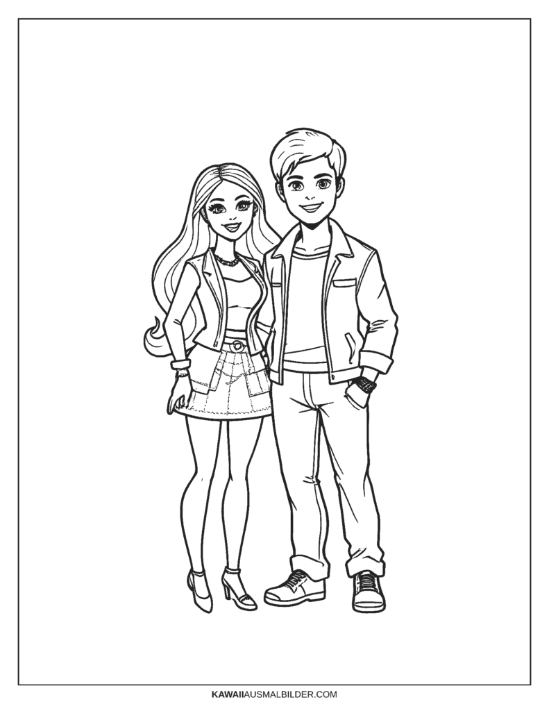 ausmalbild barbie und ken