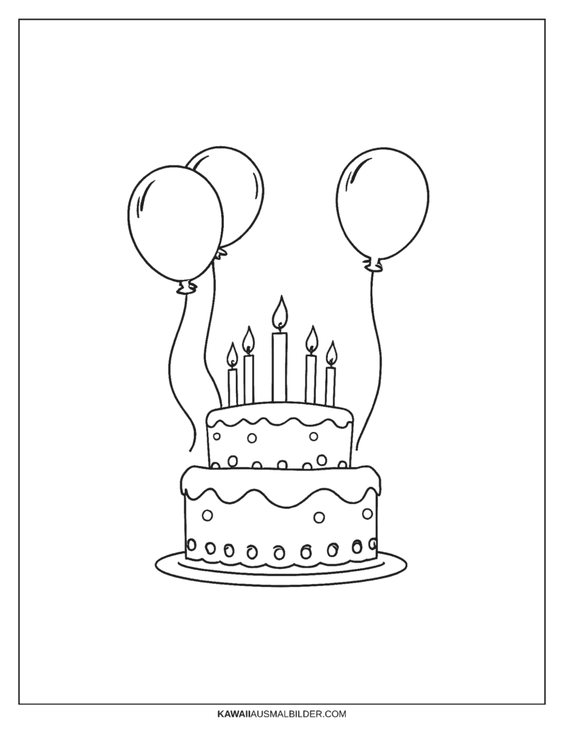 ausmalbild geburtstag einfach