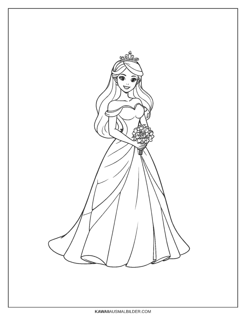 ausmalbild prinzessin hochzeit