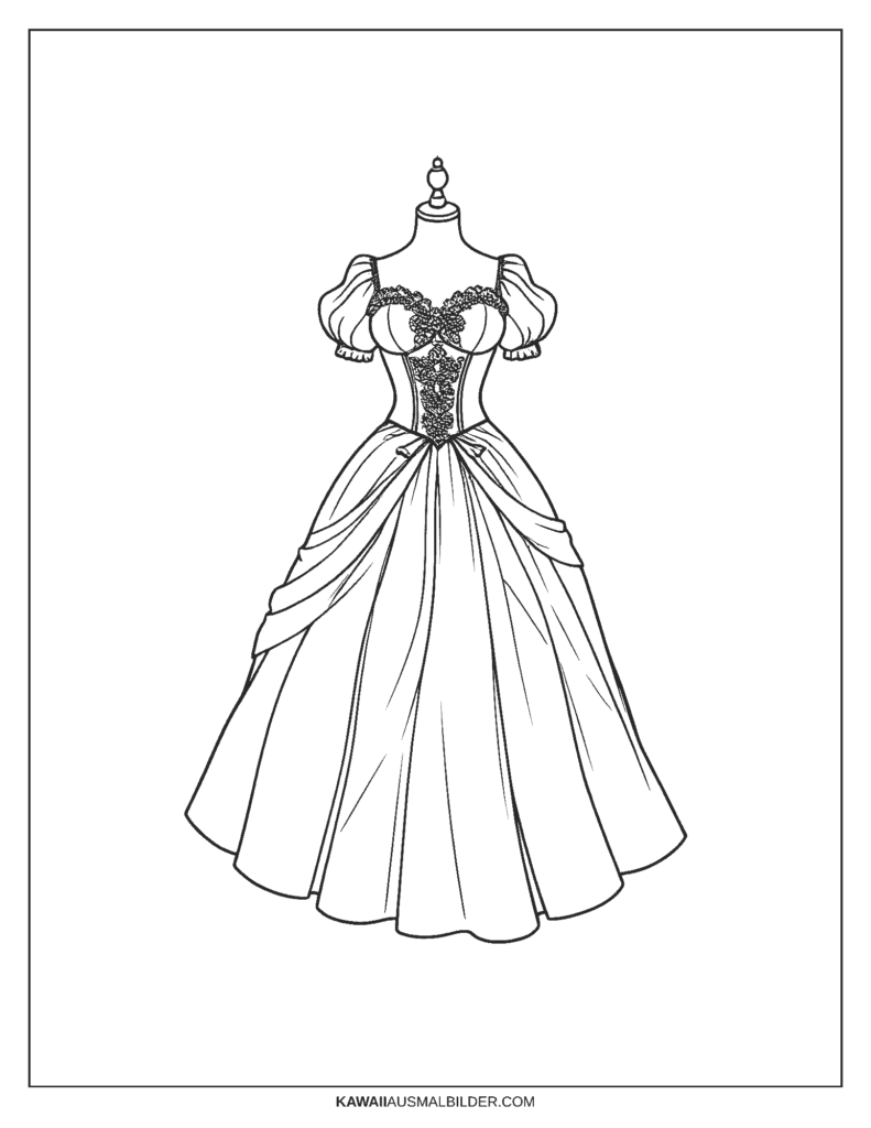 ausmalbild prinzessin kleider