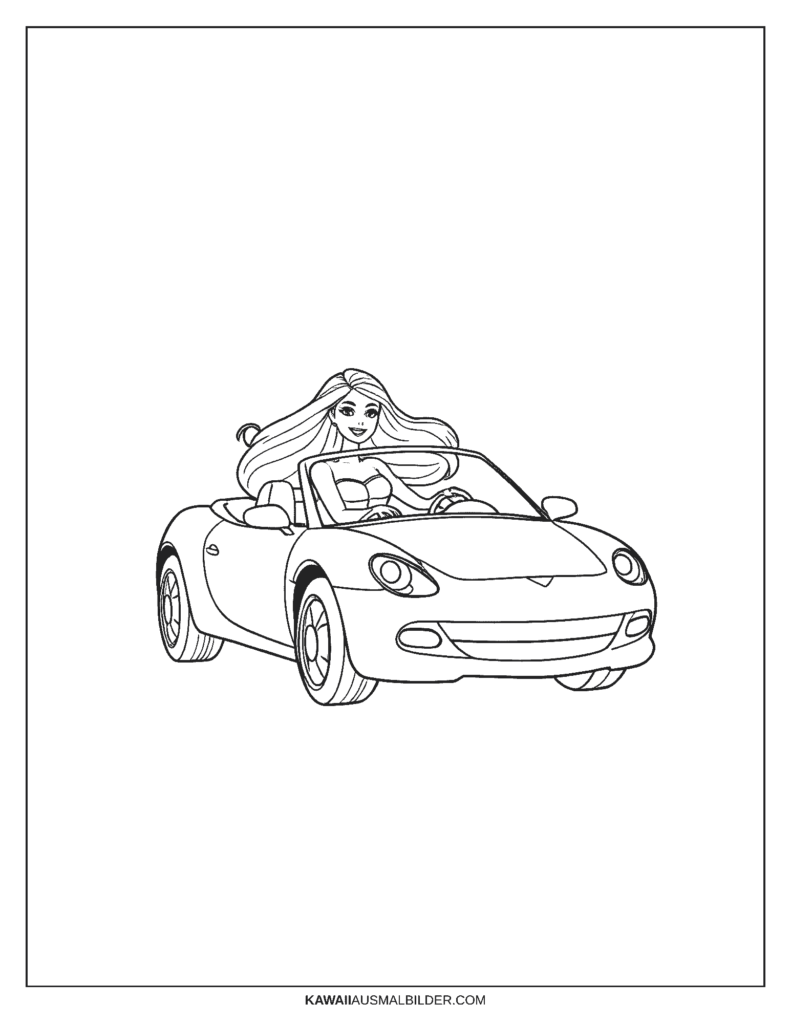 barbie auto ausmalbild