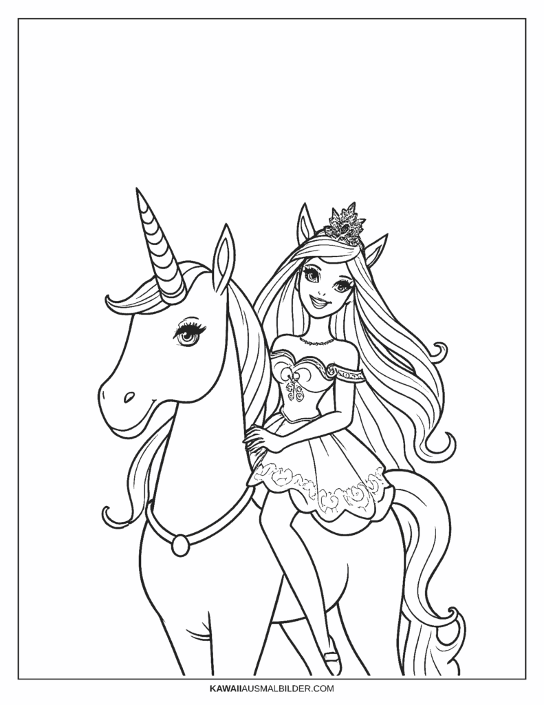 barbie einhorn ausmalbild