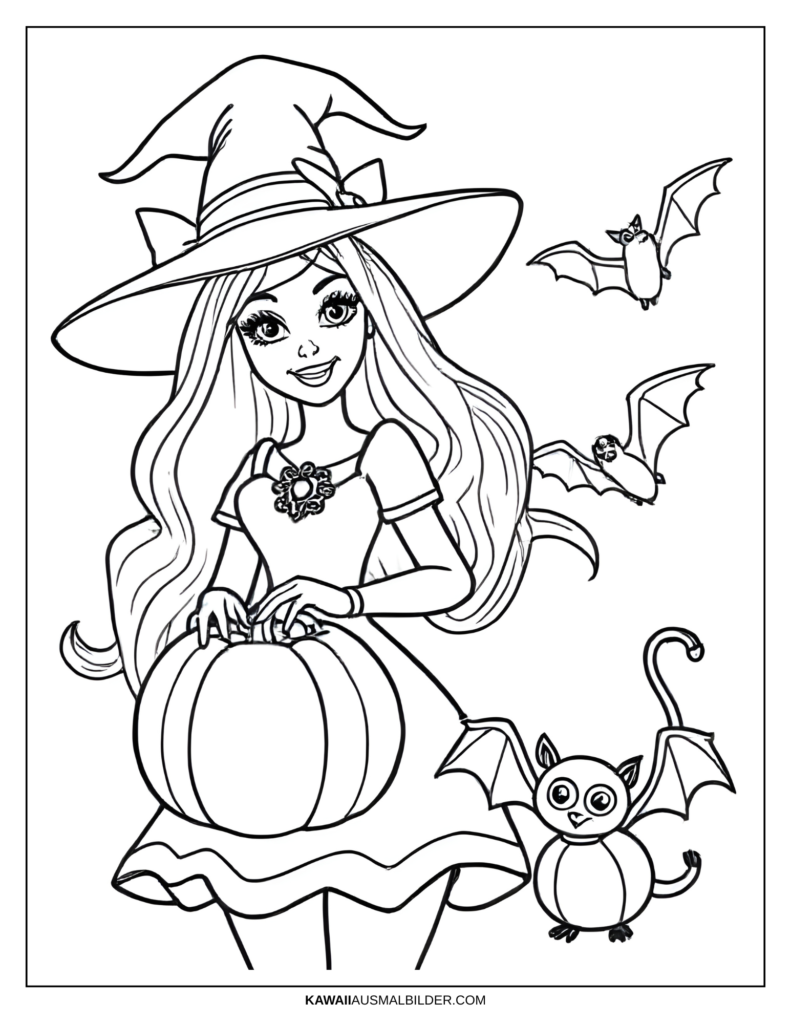 barbie halloween ausmalbild