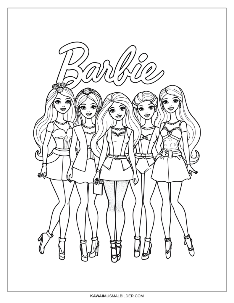 barbie puppen ausmalbild