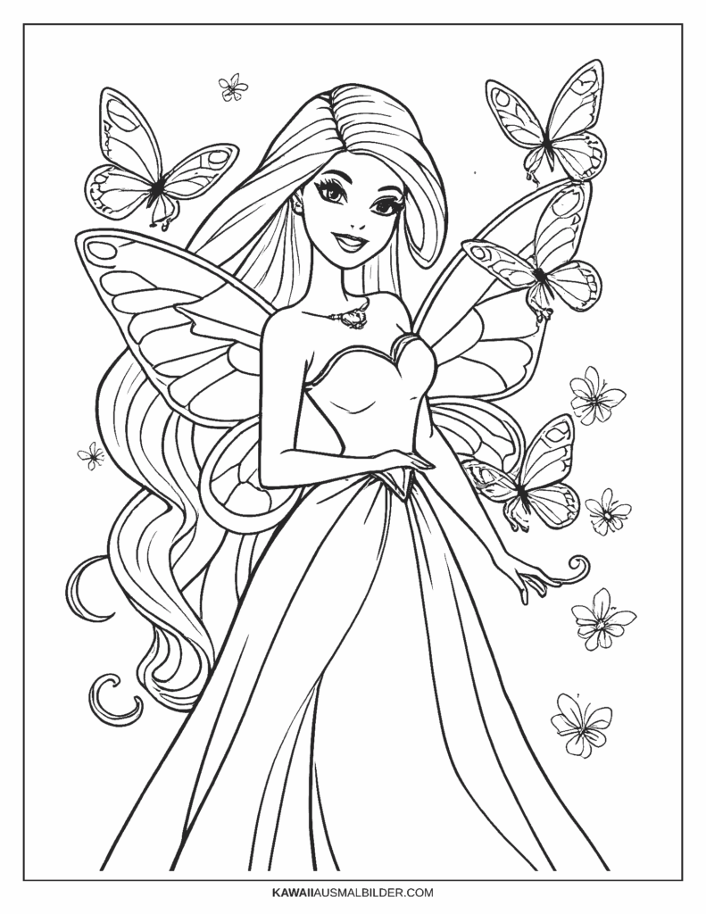 barbie schmetterling ausmalbild