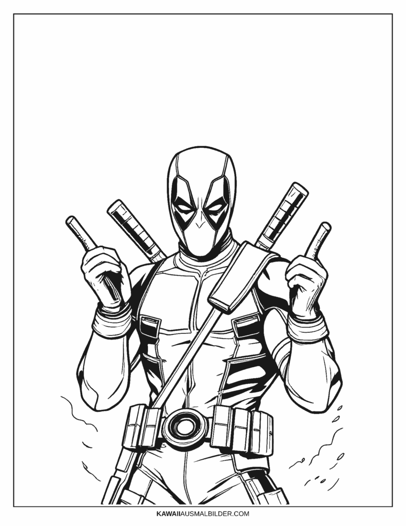 coole deadpool ausmalbild