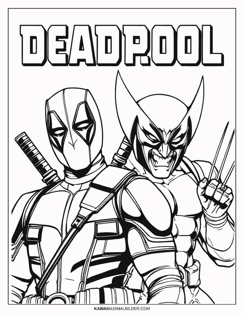 deadpool and wolverine ausmalbild