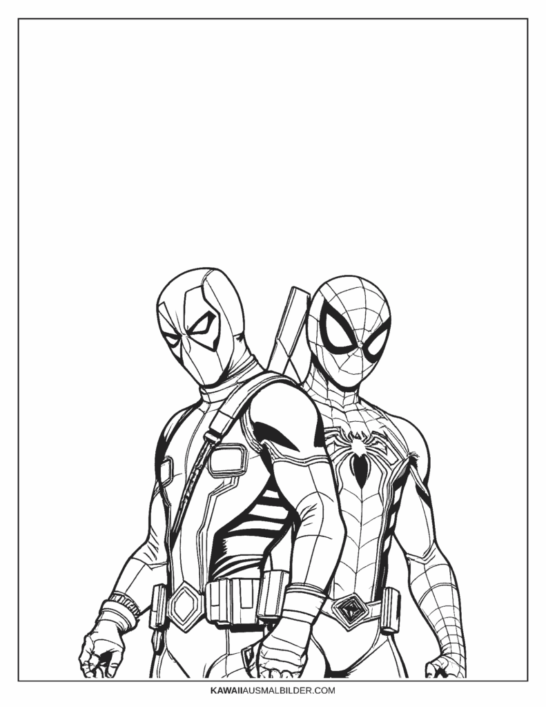 deadpool und spider man ausmalbild