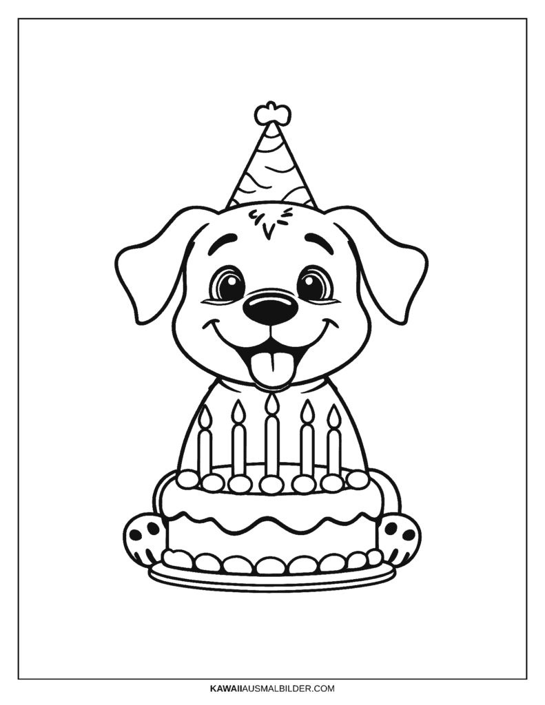geburtstag hund ausmalbild