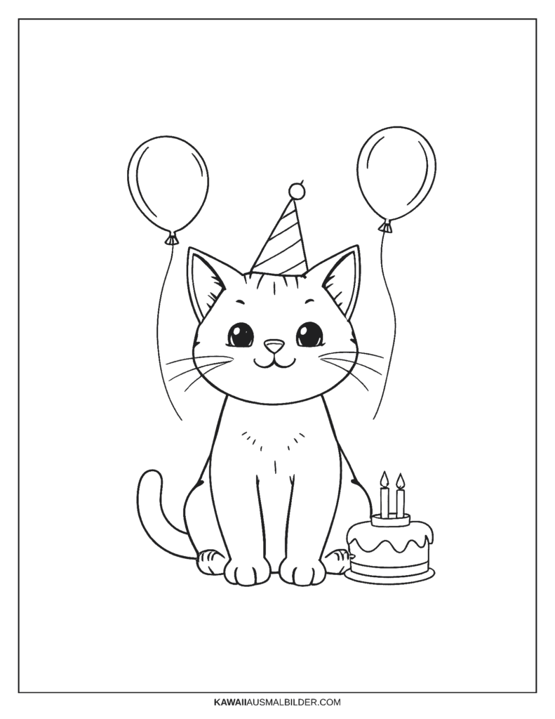 geburtstag katze ausmalbild