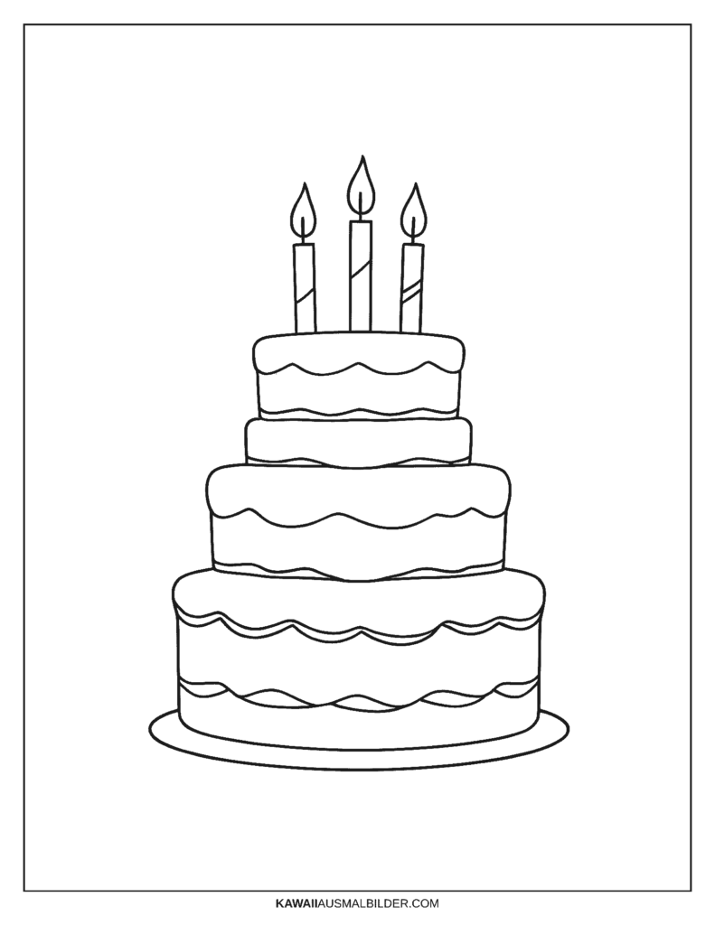 geburtstag kuchen ausmalbild