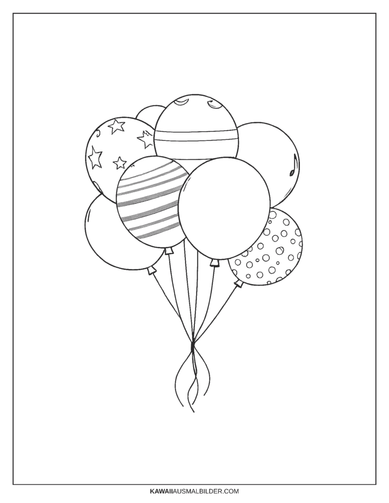 geburtstag luftballons ausmalbild