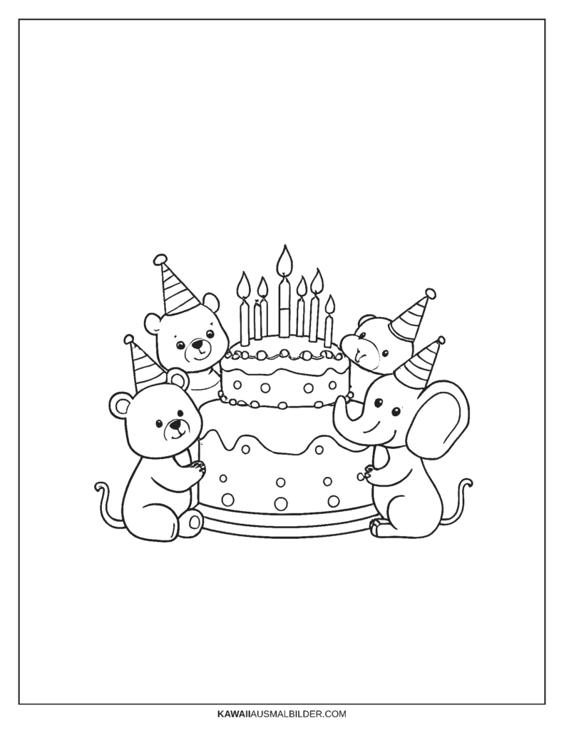 geburtstag tiere ausmalbild