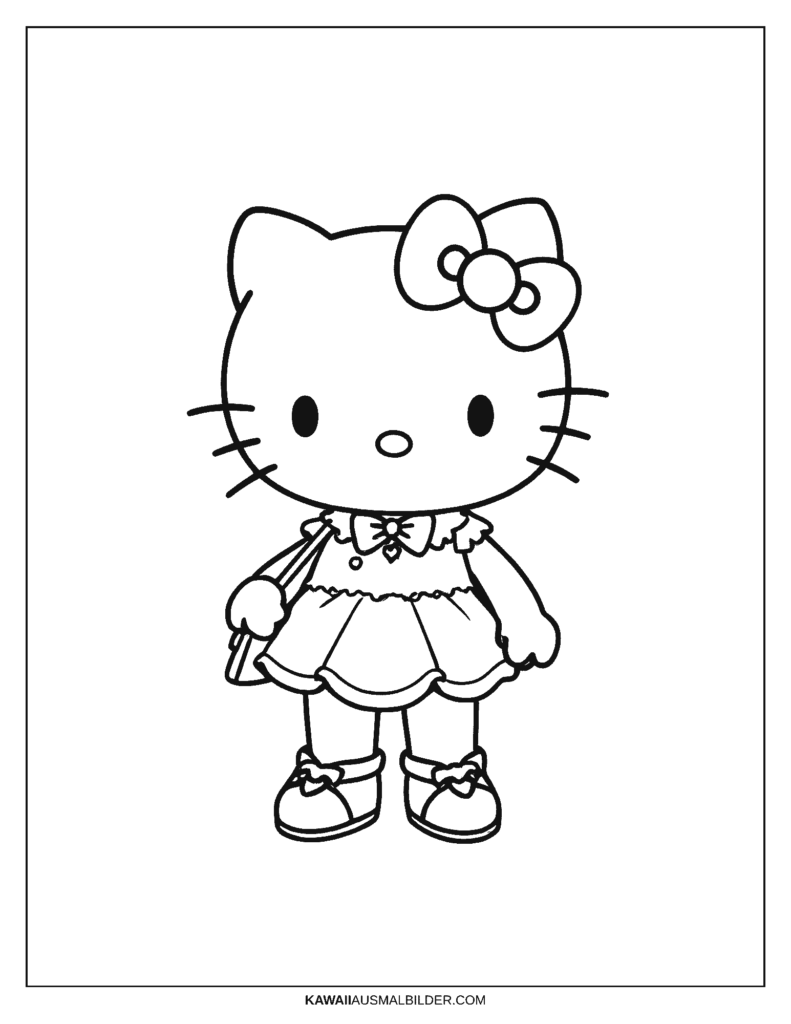 hello kitty ausmalbild mit kleidung