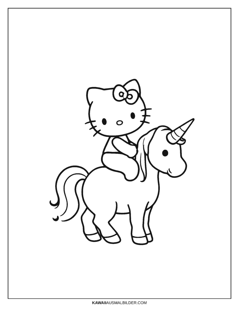 hello kitty einhorn ausmalbild 