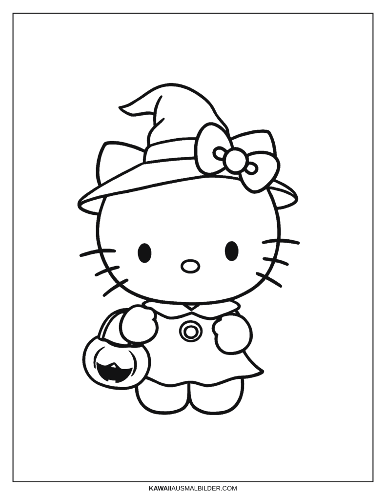 hello kitty halloween ausmalbild
