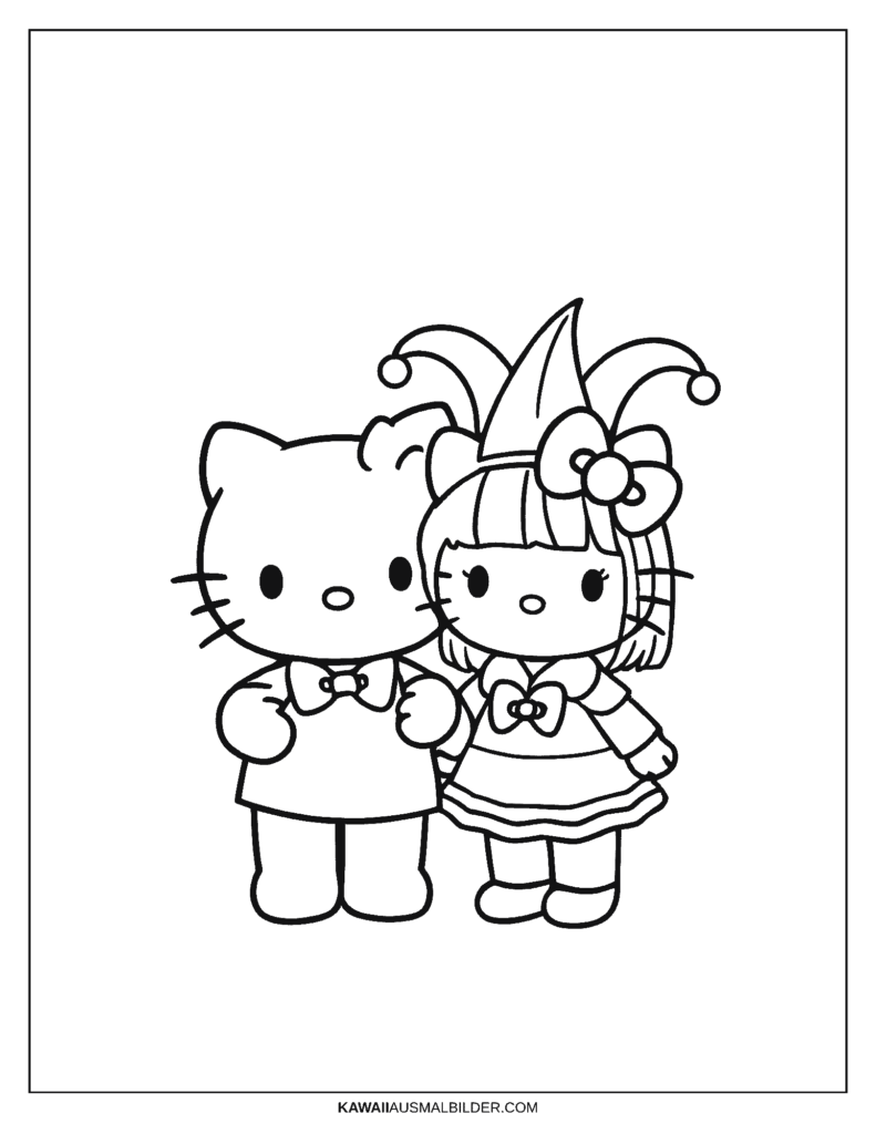 hello kitty und kuromi ausmalbild