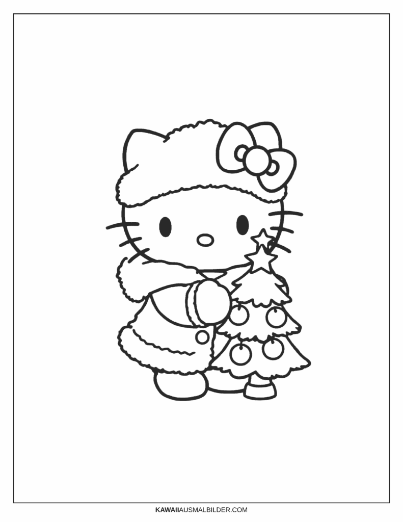 hello kitty weihnachten ausmalbild