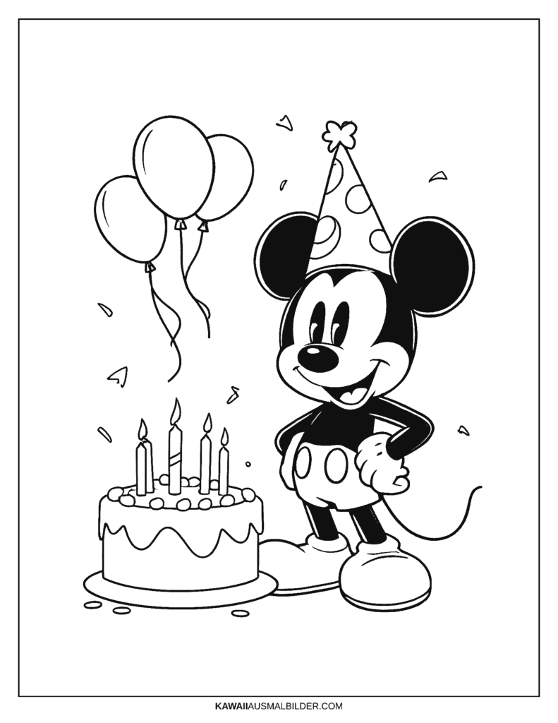 mickey mouse geburtstag ausmalbild