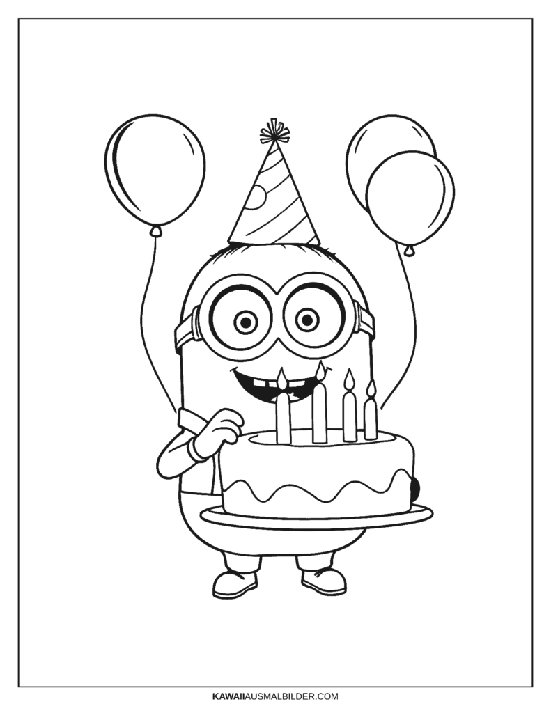 minions geburtstag ausmalbild