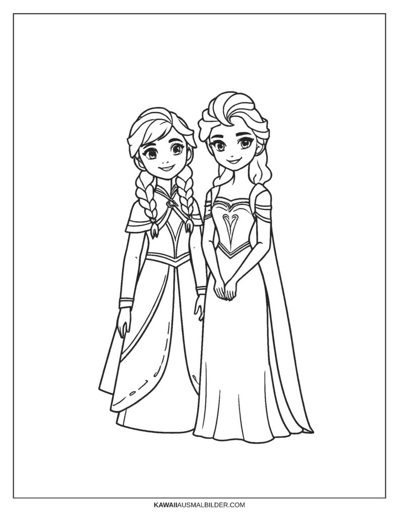 prinzessin anna und elsa ausmalbild 