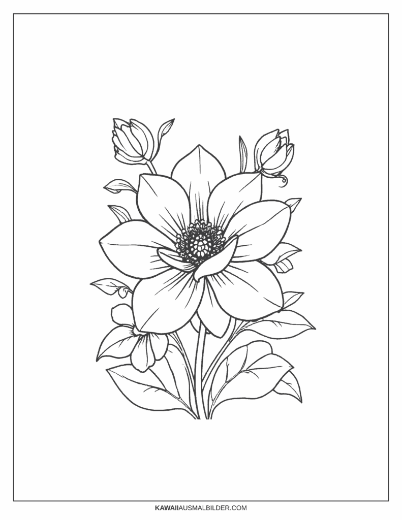 schöne blumen ausmalbild
