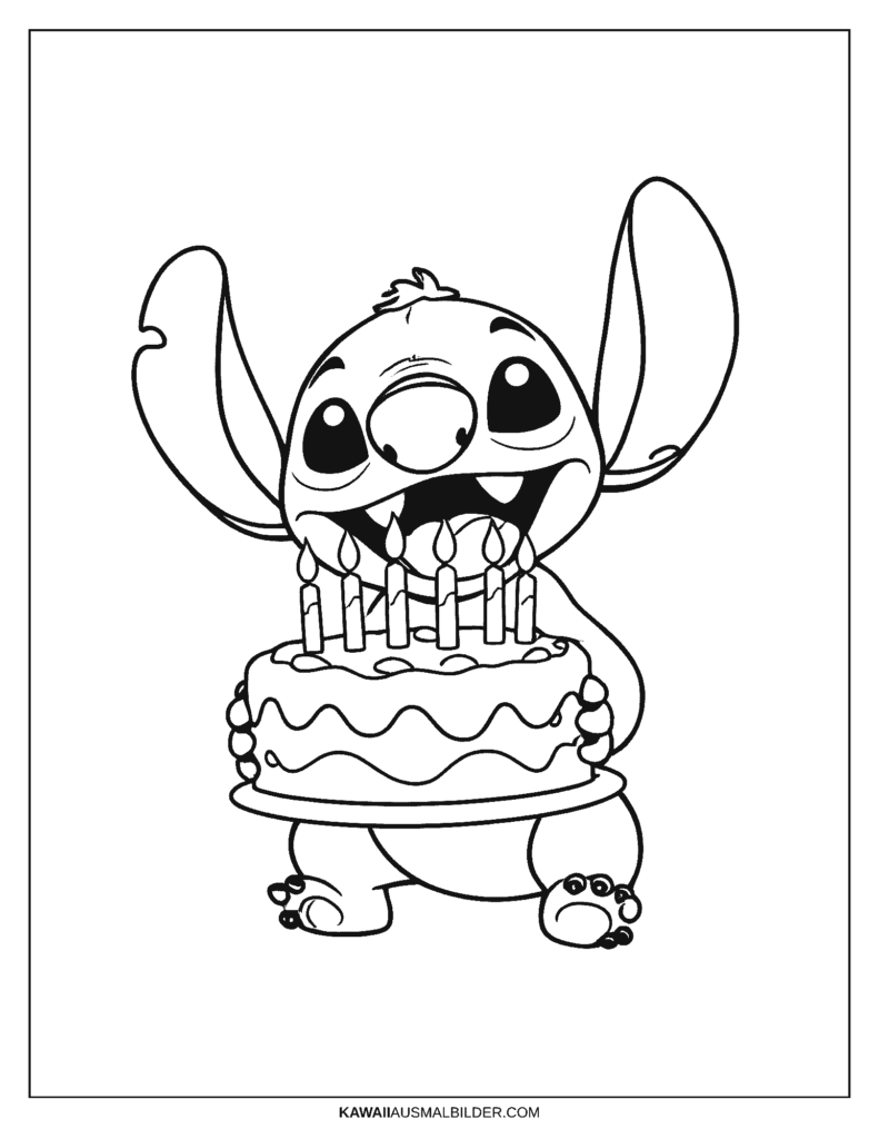 stitch geburtstag ausmalbild