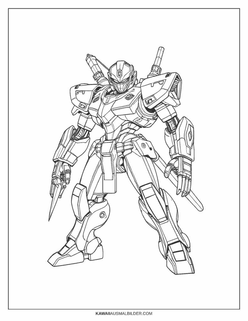 Ausmalbild Ninja Mech