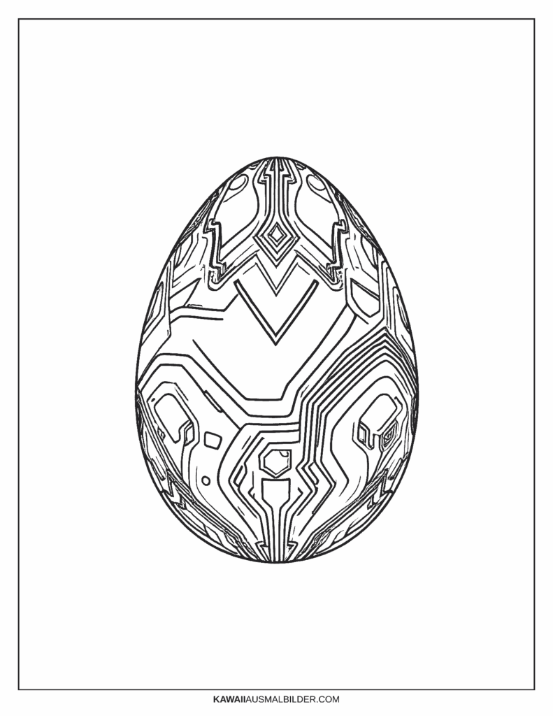 Futuristisches metallisches Osterei Ausmalbild