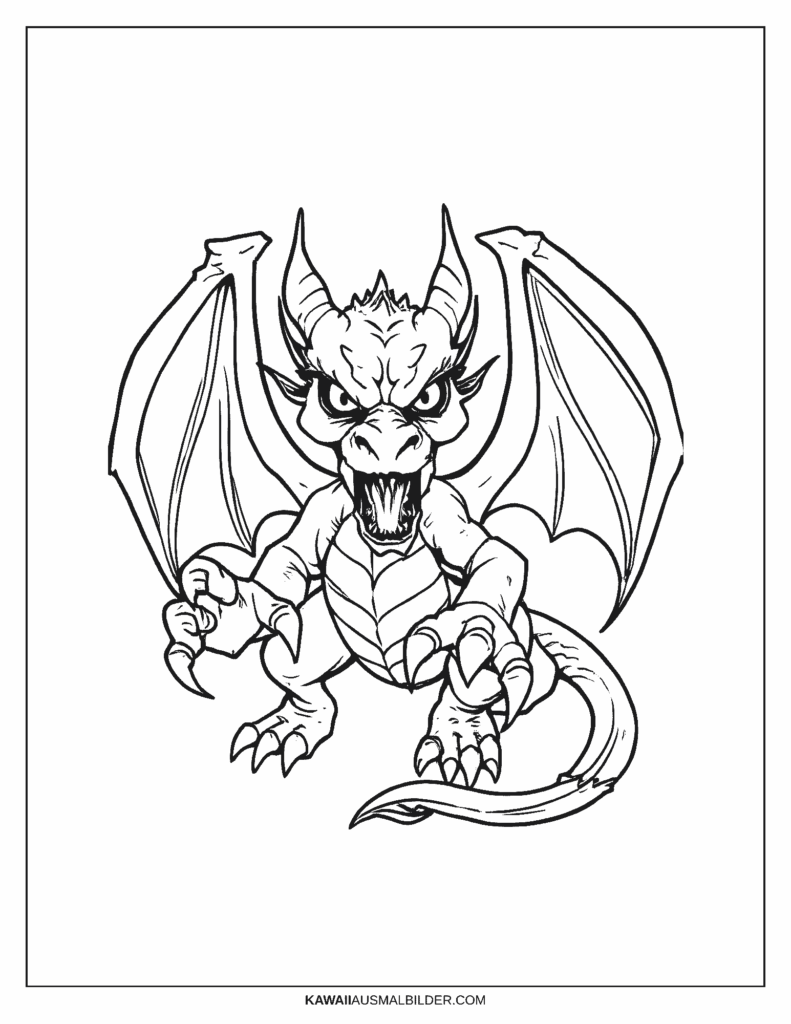 Gruseliger Drache Ausmalbild
