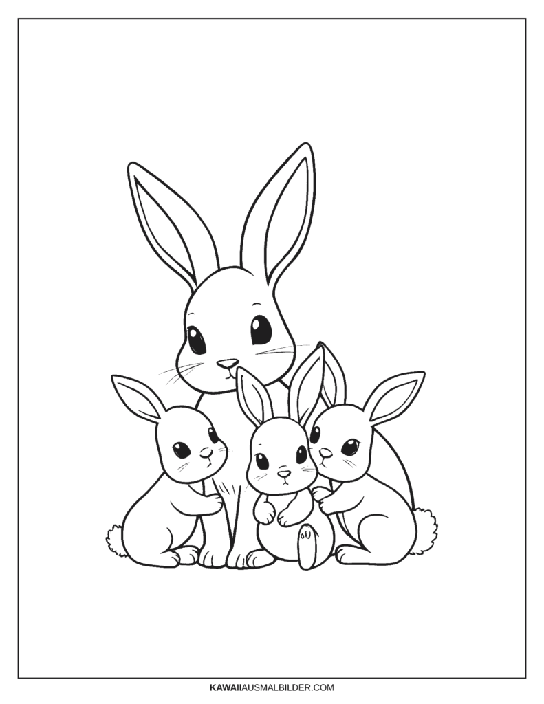 Kaninchenfamilie Ausmalbild