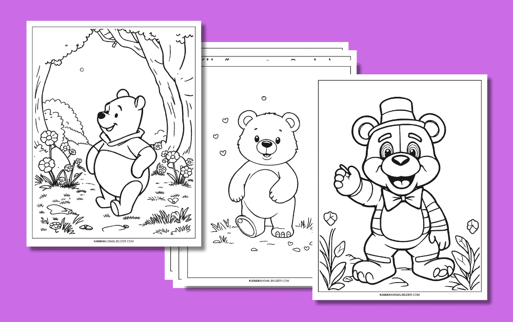 Kostenlose Bären Ausmalbilder zum Ausdrucken für Kinder