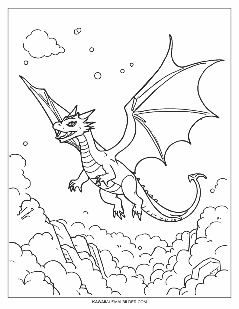Malvorlage Drache fliegen