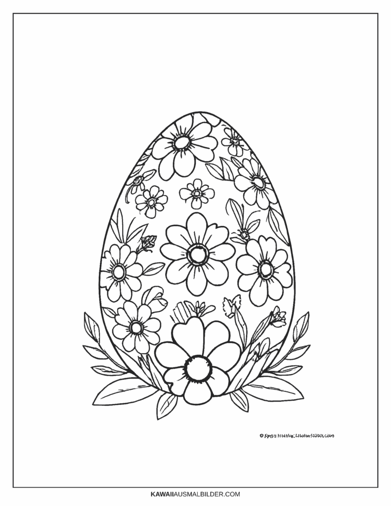 Osterei mit Blumenmuster Ausmalbild
