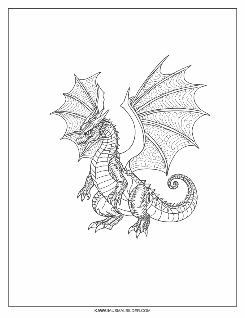 Schwierige Malvorlage Drache