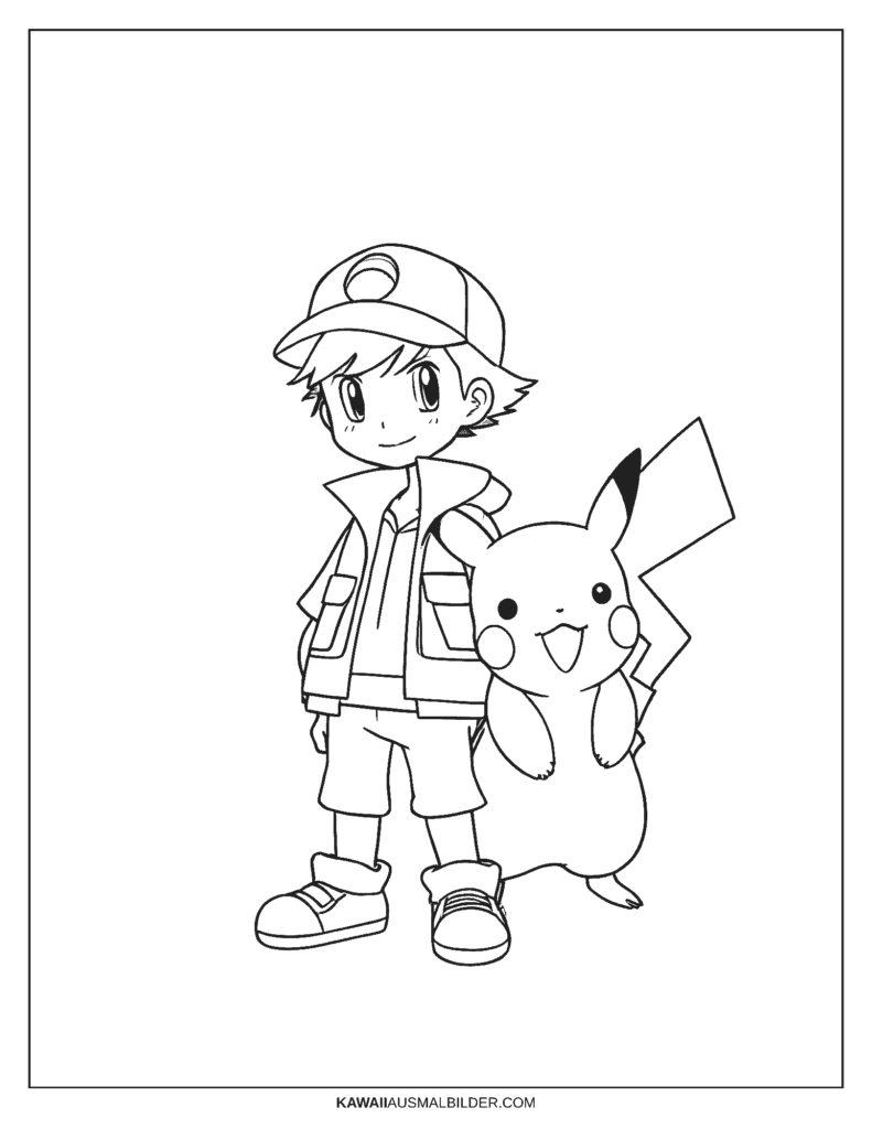 ausmalbild pikachu und ash